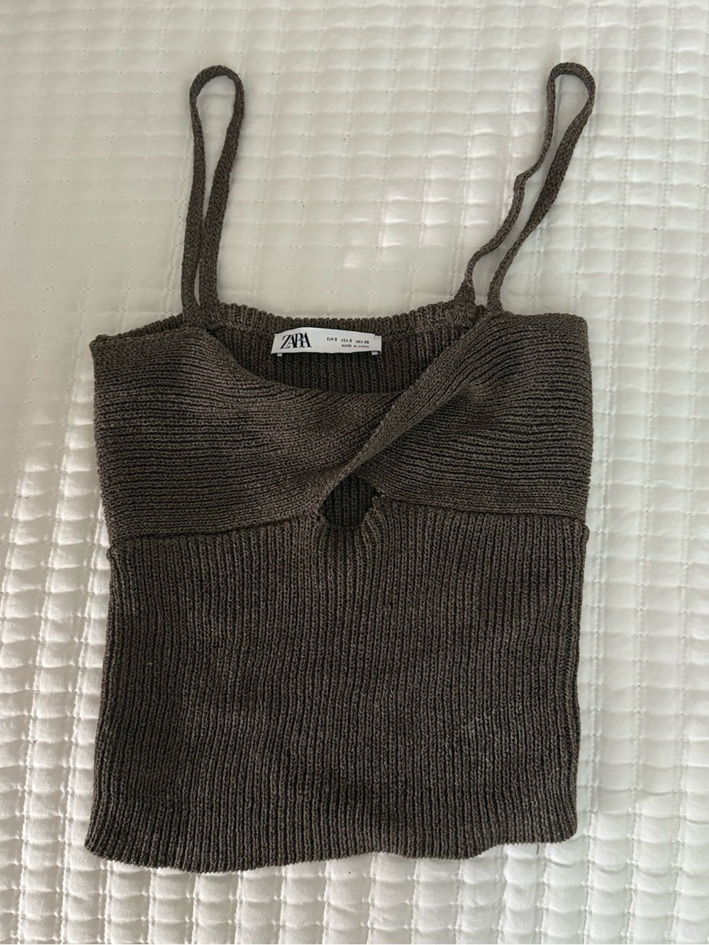 Zara Brown Twist-Front Knit Cami